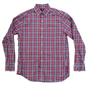 Vineyard Vines Tucker Shirt Mens Medium Red Blue Plaid Slim Fit Button Down M
